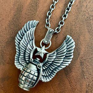 Christian Audigier Grenade Pendant Necklace - Silver